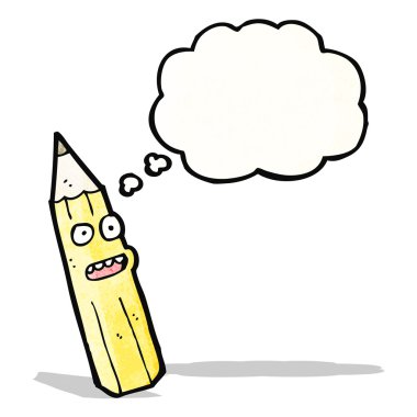 Düşünce baloncuklu karikatür kalem