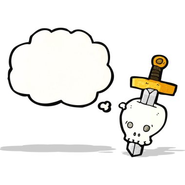 kafatası içinde karikatür kılıç