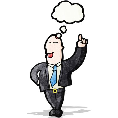 Fikri olan çizgi film adamı.