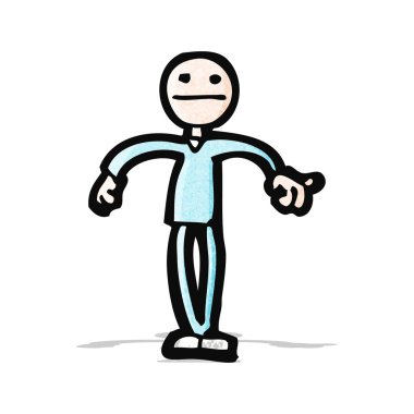 karikatür sopa adam omuzlarında shrugging