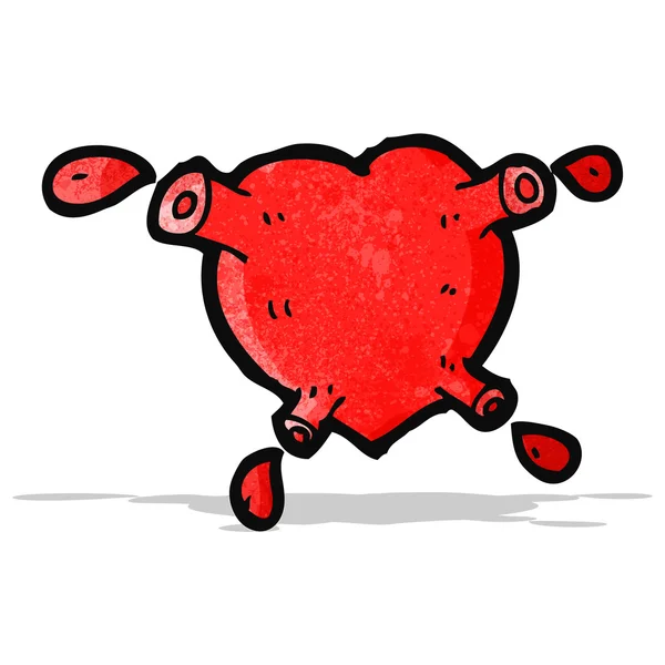 Coração bombeamento de sangue dos desenhos animados — Vetor de Stock