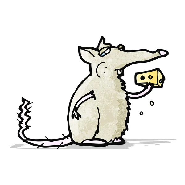 Rat dessin animé manger du fromage — Image vectorielle