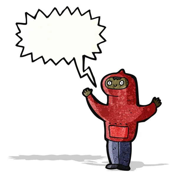 Teen in hooded sweatshirt cartoon — Stock Vector