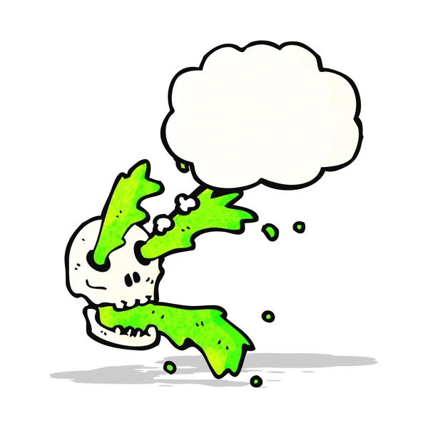 Gross slime squirting skull cartoon — Stock Vector