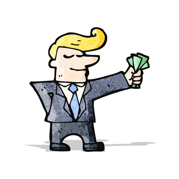 Cartoon man met contant geld — Stockvector