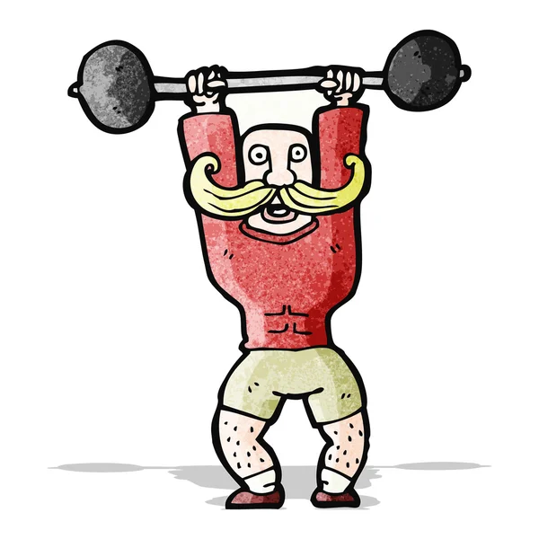 Kreslený cirkusu silný muž tréninků — Stockový vektor