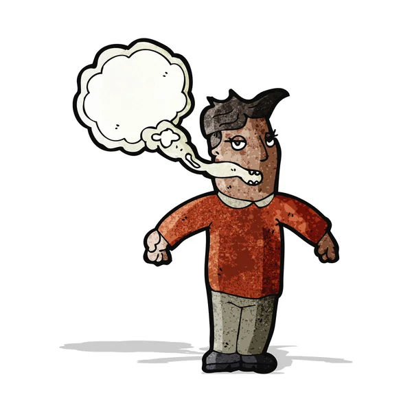 Cartoon man with smokers breath — Stock Vector