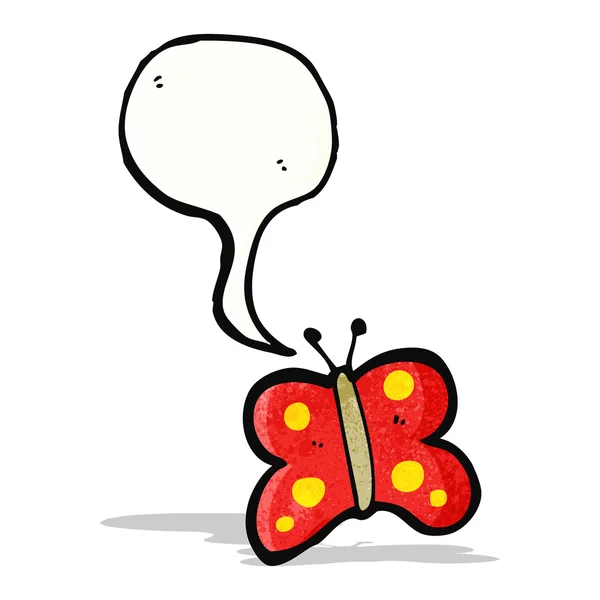 Mariposa de dibujos animados con burbuja de habla — Vector de stock