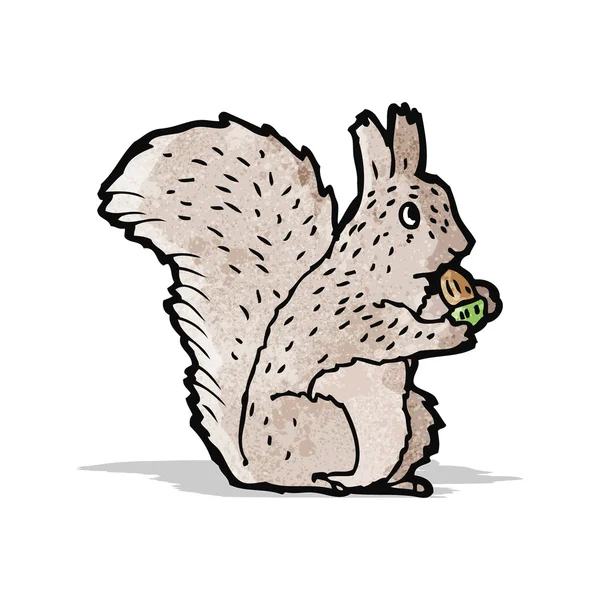 Desenho animado esquilo mordiscando porca — Vetor de Stock