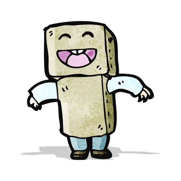 Cartoon-Junge im Roboter-Outfit aus Pappe — Stockvektor