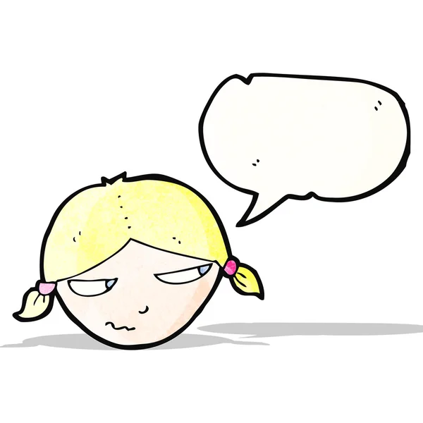 Dibujos animados chica molesta con la burbuja del habla — Archivo Imágenes Vectoriales