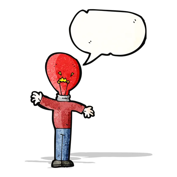Dibujos animados bombilla roja cabeza hombre — Archivo Imágenes Vectoriales
