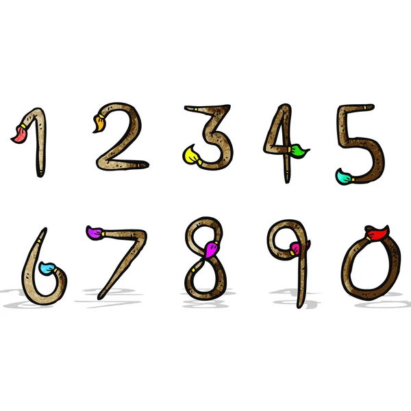 Desenhos animados números em forma de pincel — Vetor de Stock