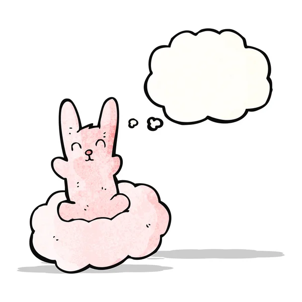 Cartone animato piccolo coniglio sulla nuvola — Vettoriale Stock
