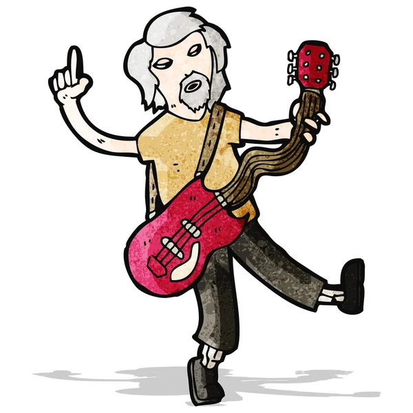 Cartone animato vecchio chitarrista — Vettoriale Stock