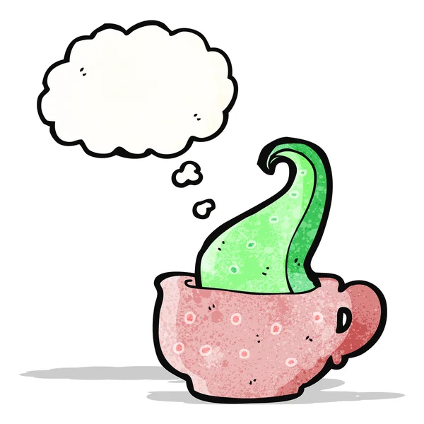 Γελοιογραφία στοιχειωμένο τσάι Κύπελλο — Διανυσματικό Αρχείο