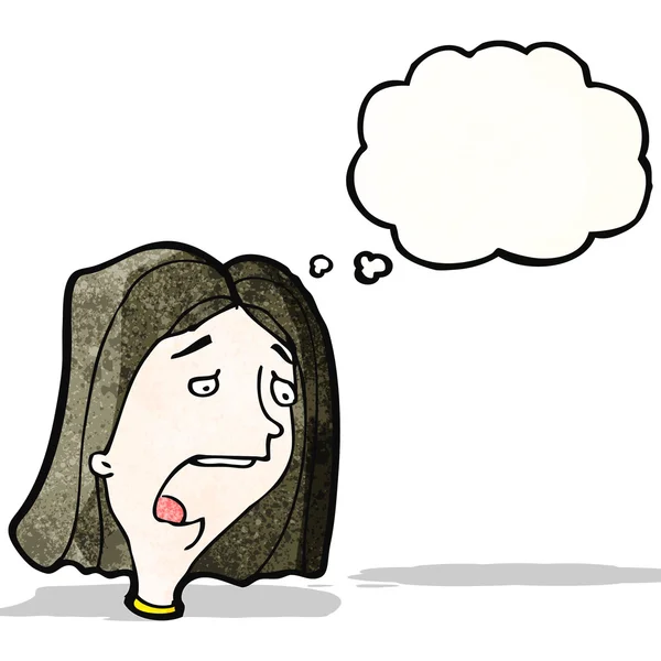 Karikatür kadının yüzüne nefes nefese — Stok Vektör