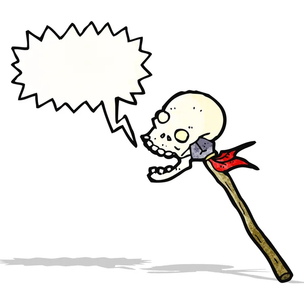 Crâne de dessin animé sur la lance — Image vectorielle