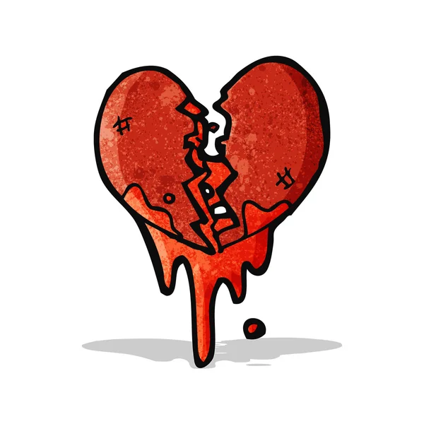 Bloed spetterde hart cartoon — Stockvector