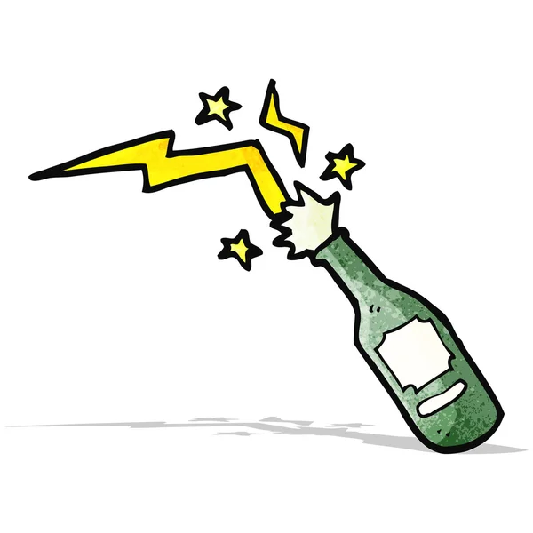 Cartoon champagne bottle, — Stock Vector