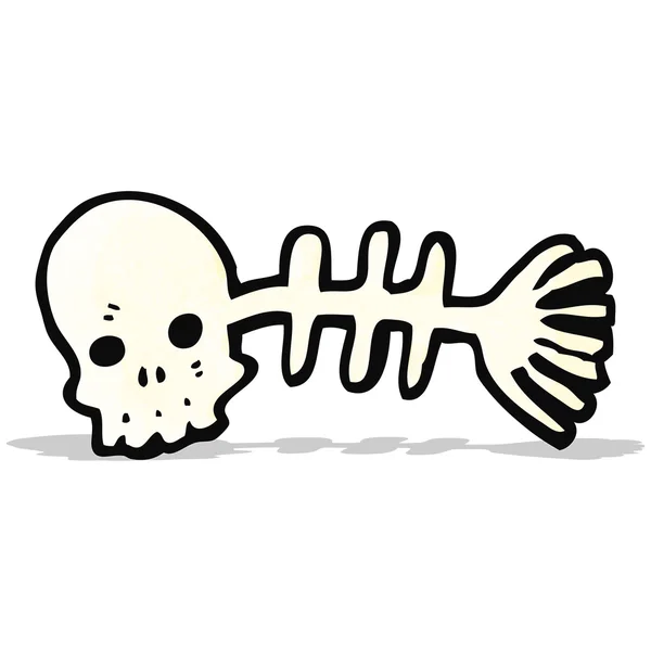 Spooky skull fish bones cartoon — Stock Vector