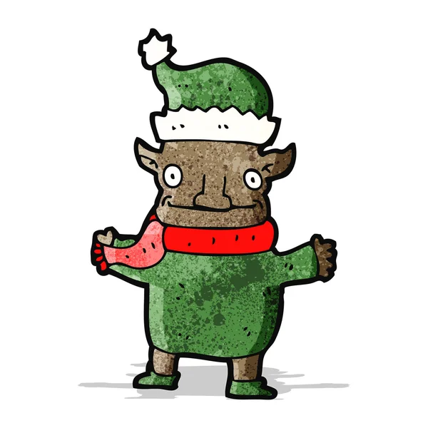 Dibujos animados de duende de Navidad — Stockvector