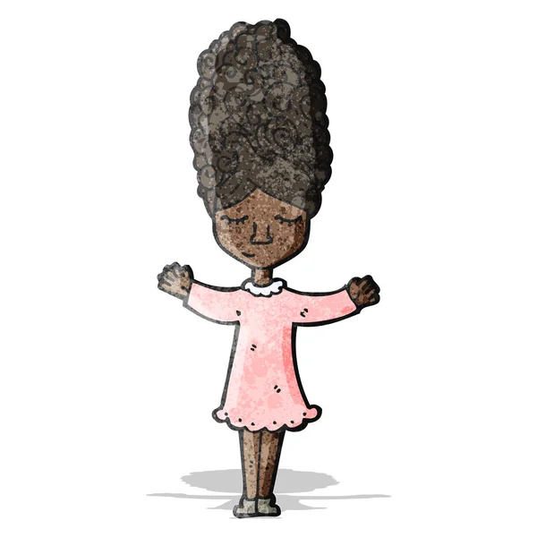 Femme dessin animé avec style de cheveux ruche abeille — Image vectorielle