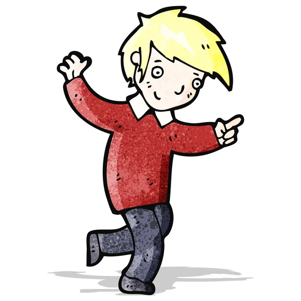 Cartoon happy blond pojke visar vägen — Stock vektor