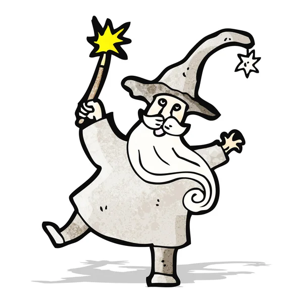 Wizard casting spell cartoon — Stock Vector