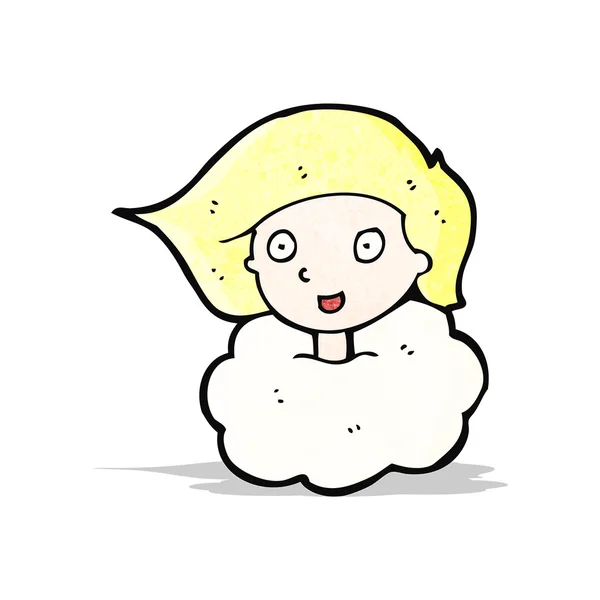 卡通女孩与云的头 — 图库矢量图片