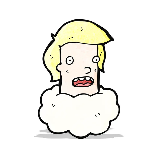 Karikatur Mann mit Kopf in Wolken — Stockvektor