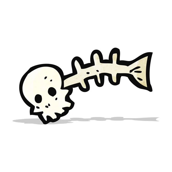 Strašidelné lebka rybí kosti kreslený — Stockový vektor