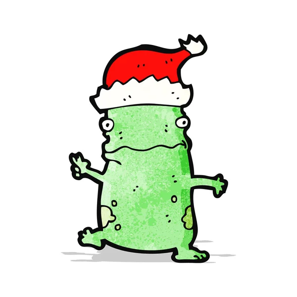 Cartoon Weihnachtsfeier Frosch — Stockvektor