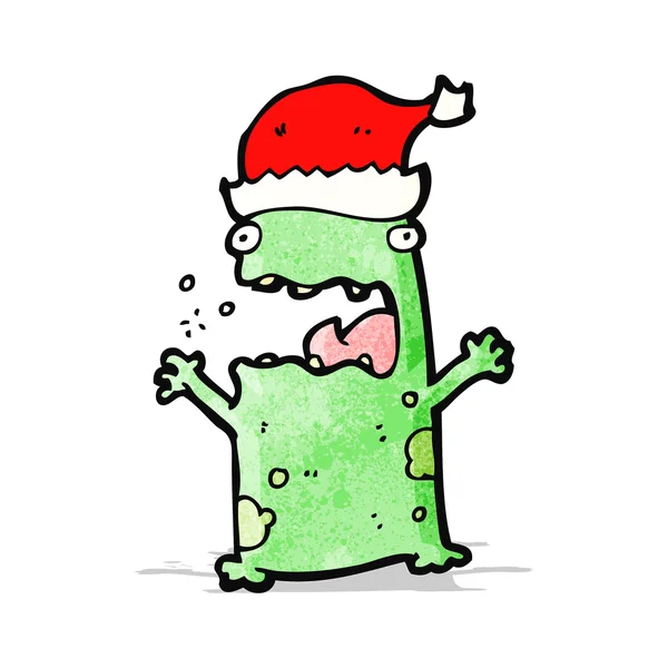 Cartoon-Frosch mit Weihnachtsmütze — Stockvektor