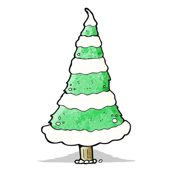 Cartone animato albero di Natale innevato — Vettoriale Stock