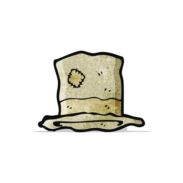 Dessin animé vieux chapeau haut de forme battu — Image vectorielle