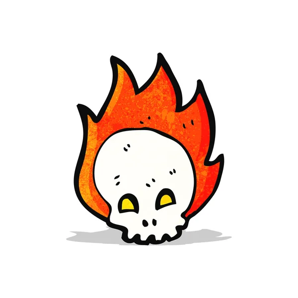 Flammender Totenkopf Cartoon-Symbol — Stockvektor