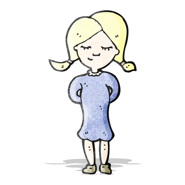 Dessin animé fille blonde heureuse — Image vectorielle