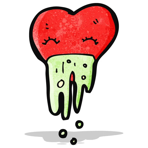 Cartoon liefde zieke hart — Stockvector