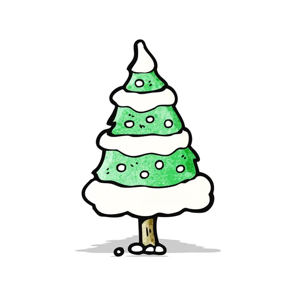 Cartoon besneeuwde kerstboom — Stockvector