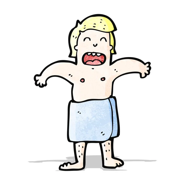 Cartoon man in towel — Stock Vector