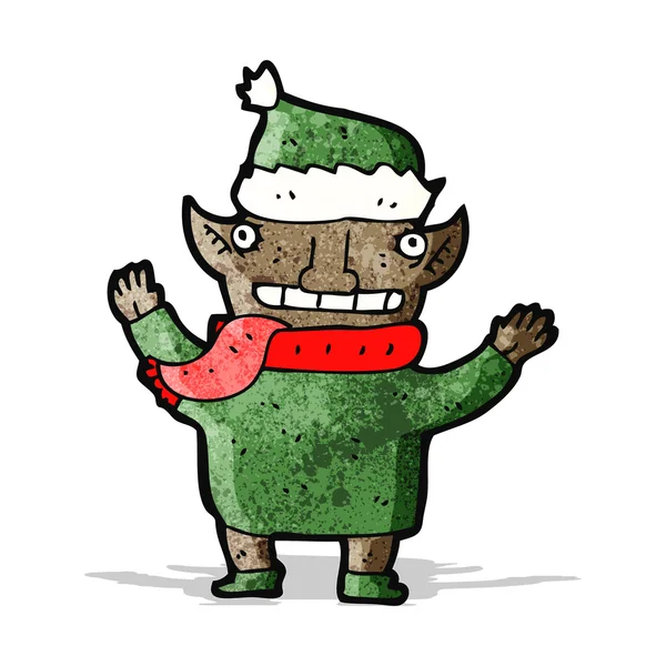 Dibujos animados Navidad elfo — Vector de stock