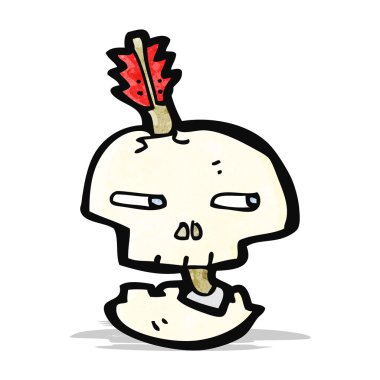 karikatür kafatası ok ile