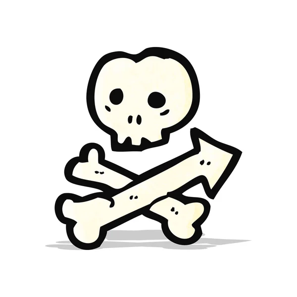 Desenho animado crânio e ossos cruzados símbolo de seta — Vetor de Stock