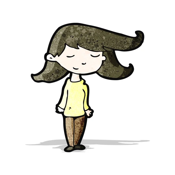 Cartoon meisje met haar waait in de wind — Stockvector