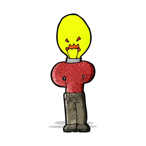 Uomo cartone animato con lampadina per testa — Vettoriale Stock
