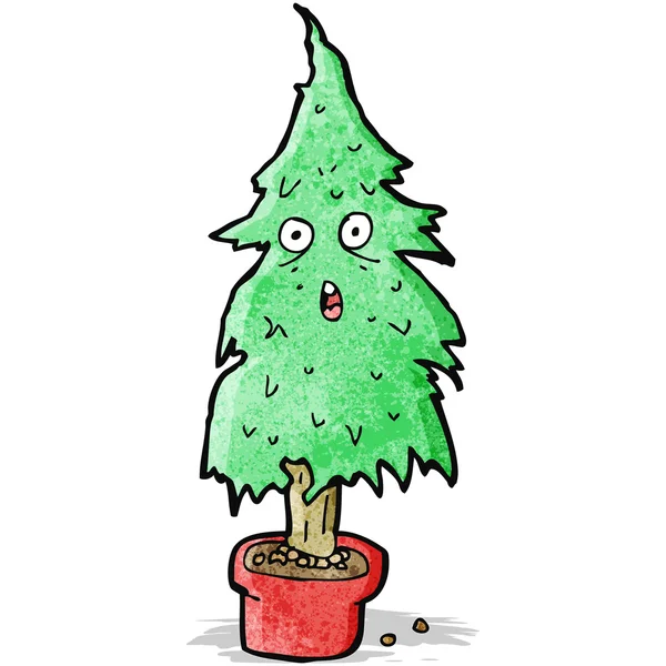 Cartoon zerlumpter alter Weihnachtsbaum — Stockvektor