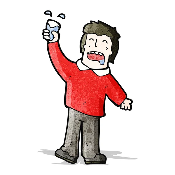 Hombre de dibujos animados levantando un vaso — Vector de stock