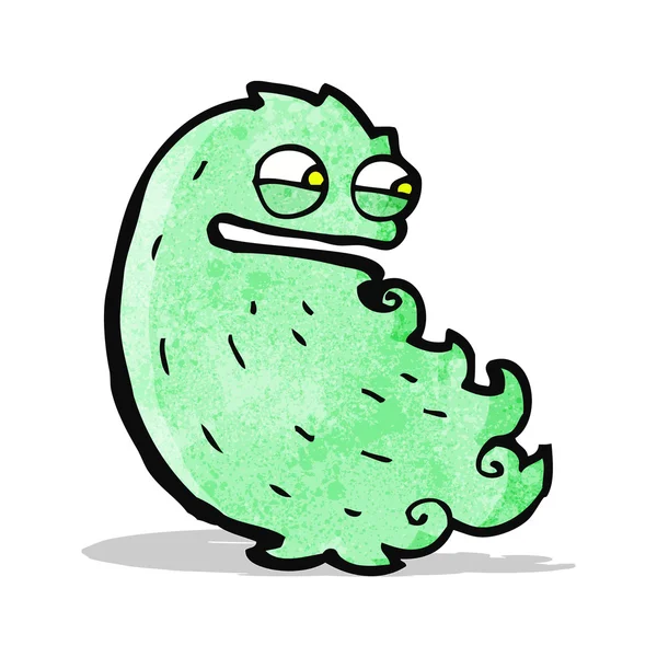 Lustige grüne haarige Monster-Karikatur — Stockvektor