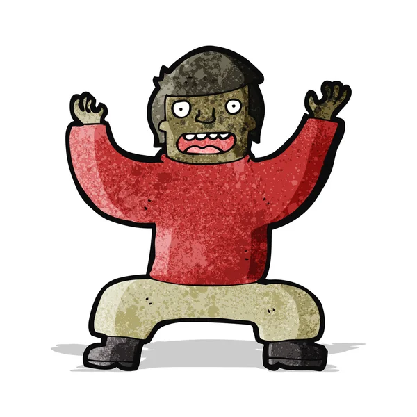 Γελοιογραφία άνθρωπος που κάνει γιόγκα πόζα — Διανυσματικό Αρχείο